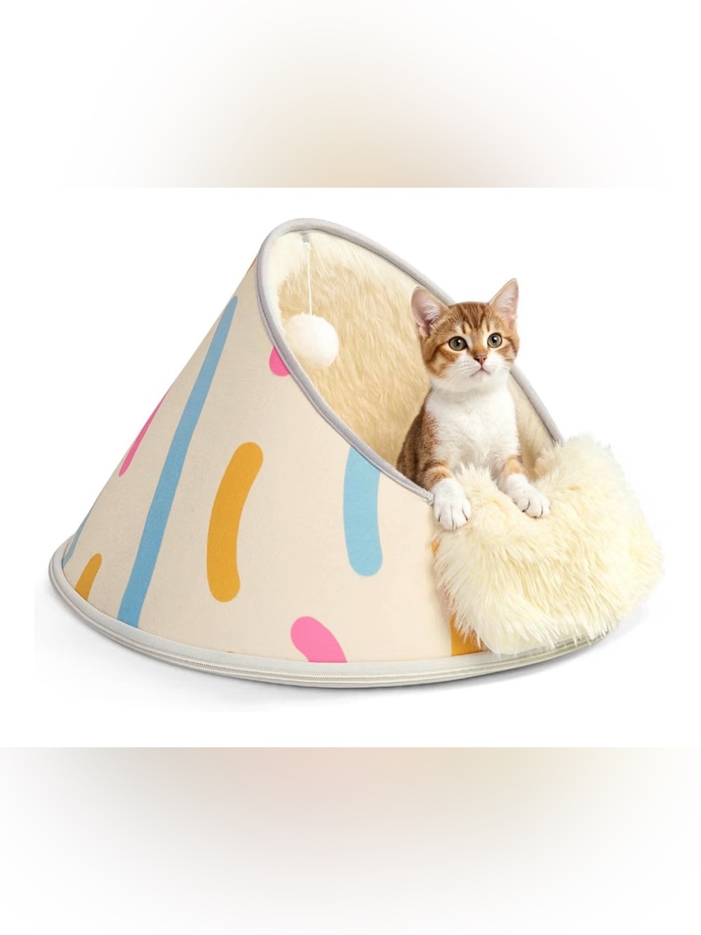BurgeonNest 20-Inch Round Cat Bed Cave, Enclosed Hooded Pet House, SEALED